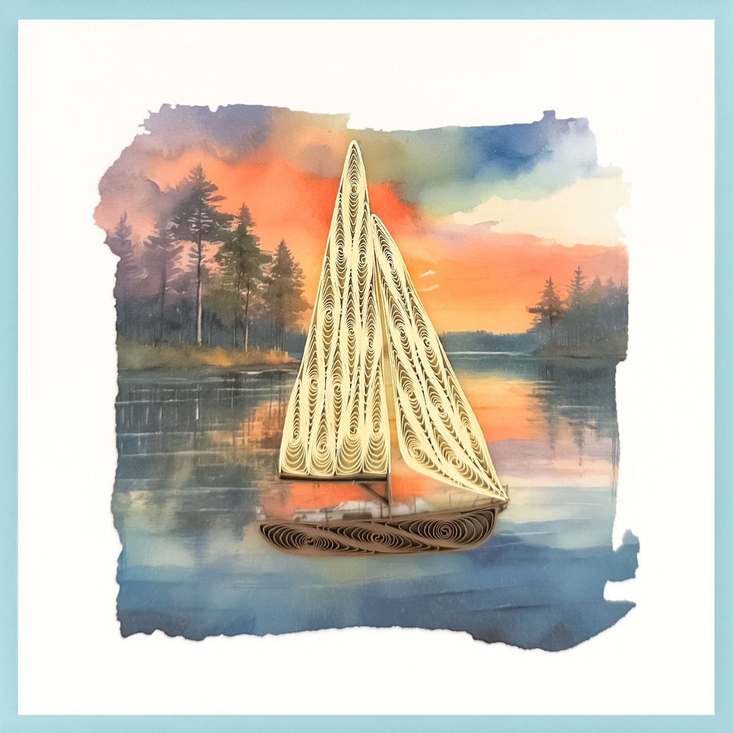 644-QUILL0133 | BL/Sailboat On Lake