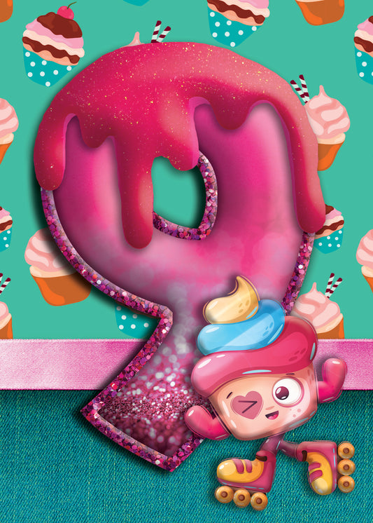 363-MLST0009C | ABD9/Pink Cupcake With 9