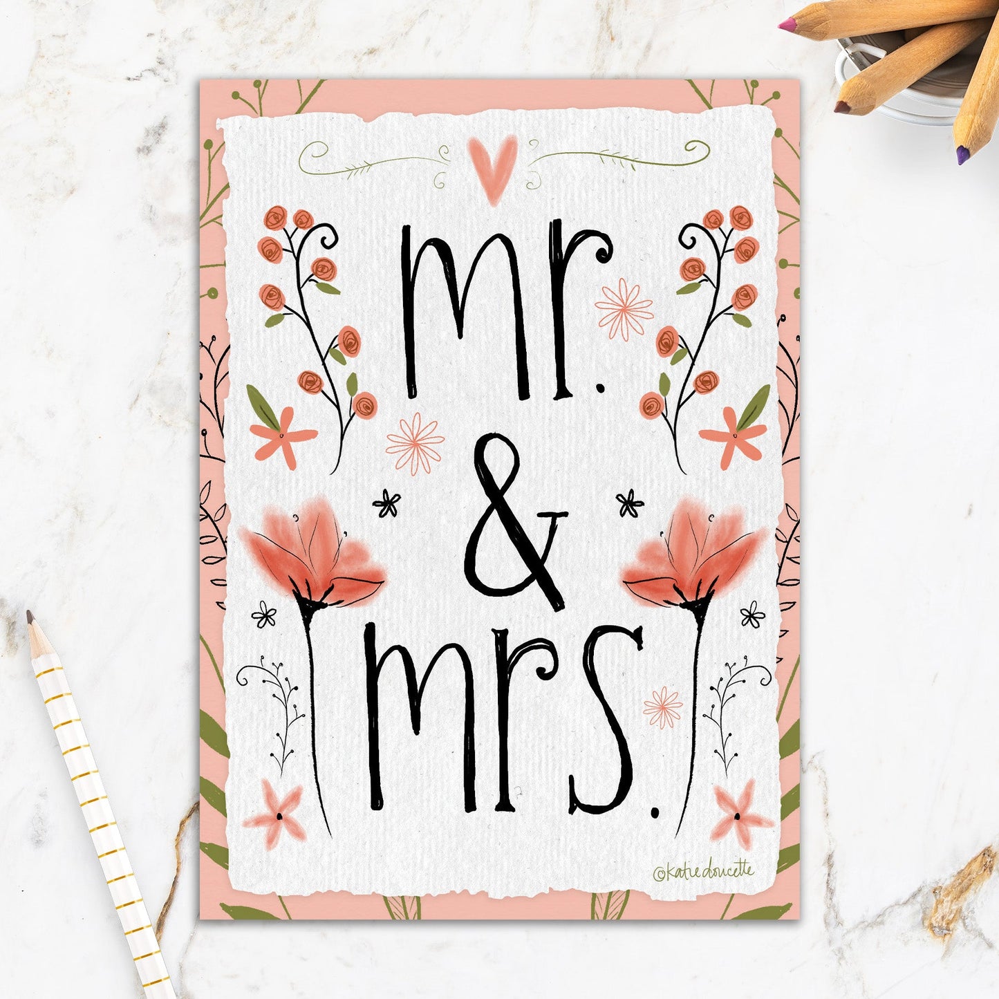 564-IOPE0209L | WD/Mr & Mrs Pink Flowers