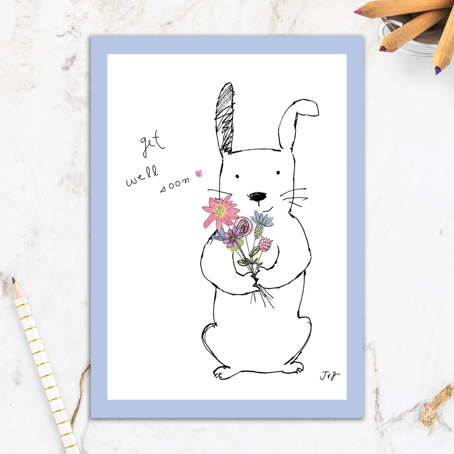 564-IOPE0307L | GW/Bunny With Flowers