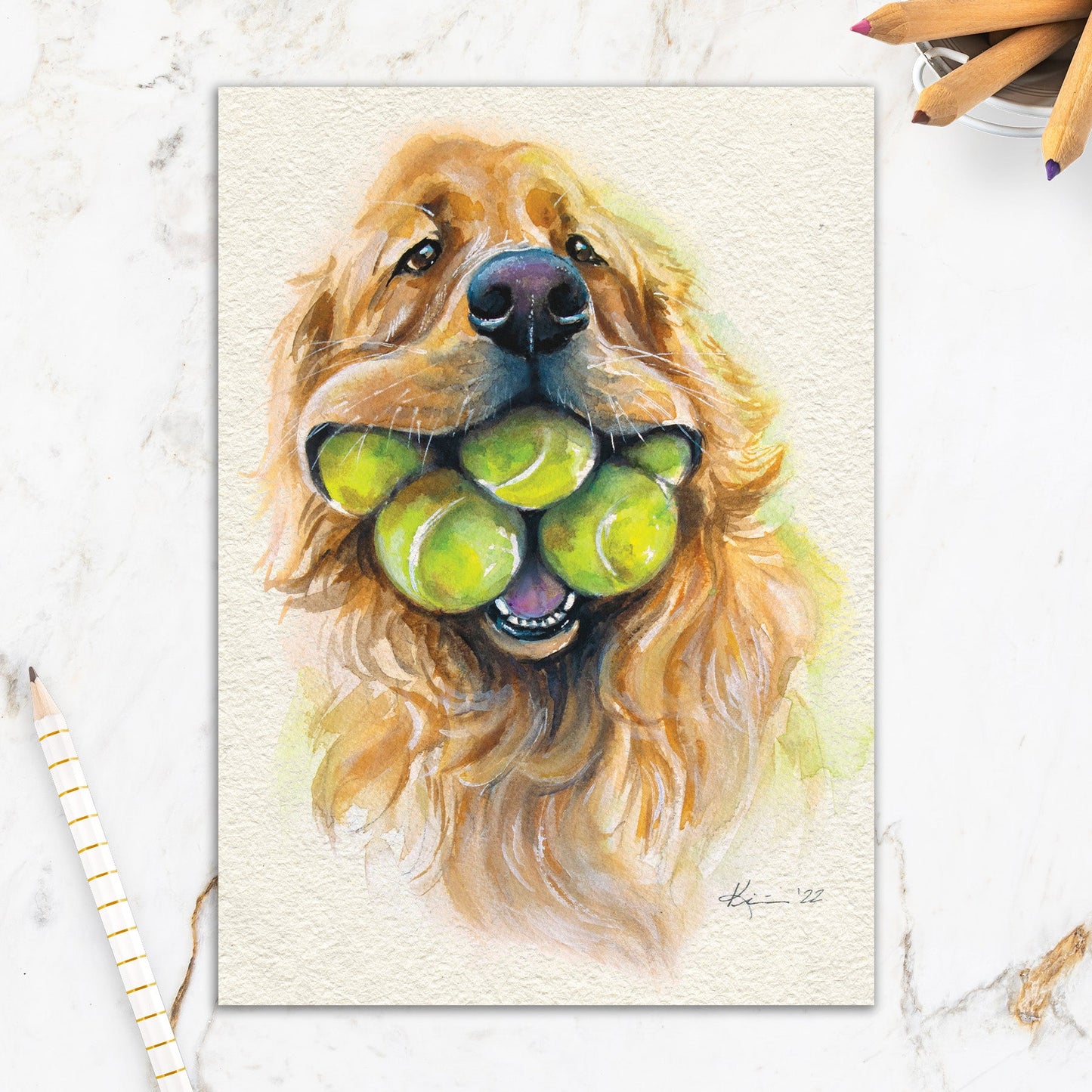 564-IOPE0309L | ED/Dog With Tennis Balls