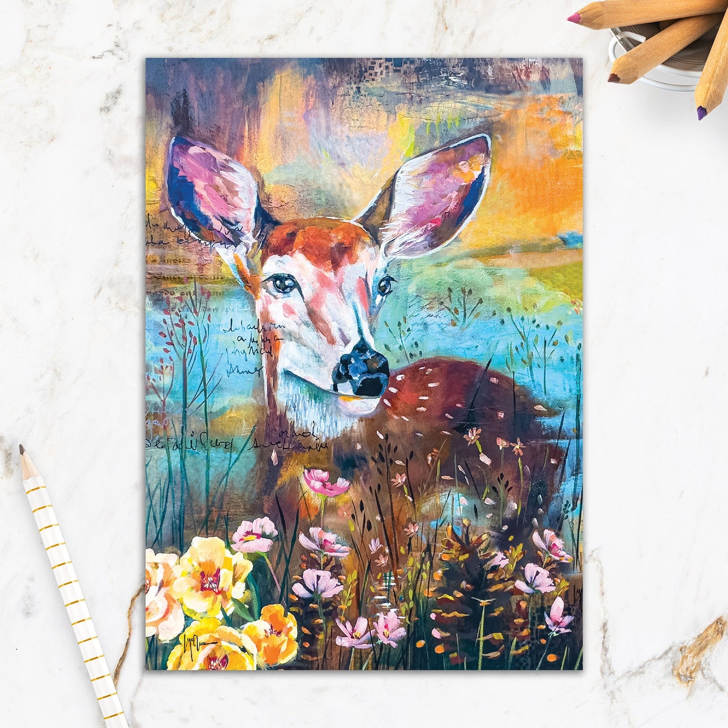 564-IOPE0492L | BL/Mixed Media Deer