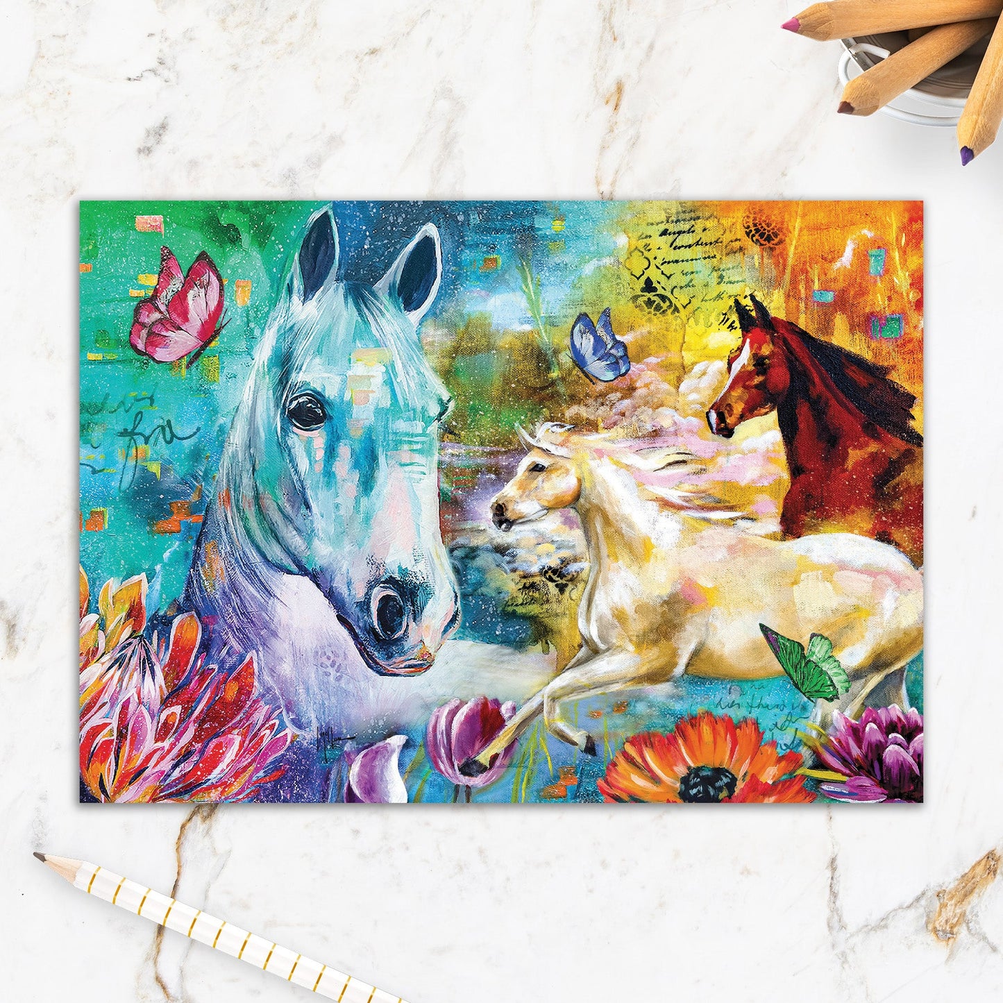 564-IOPE0493L | BL/Mixed Media Horse