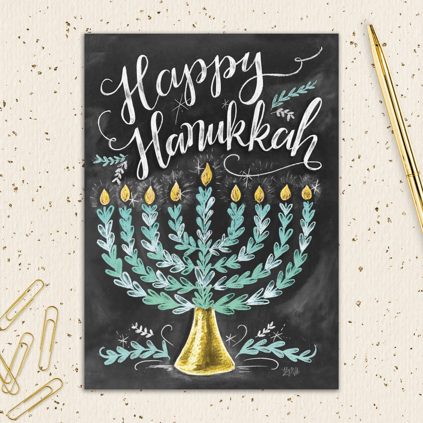 8564-IOPEOH0579S | HA/Chalkboard Menorah