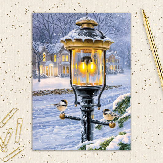 8564-IOPEOS1091L | HOL/Chickadees on Lamp Post