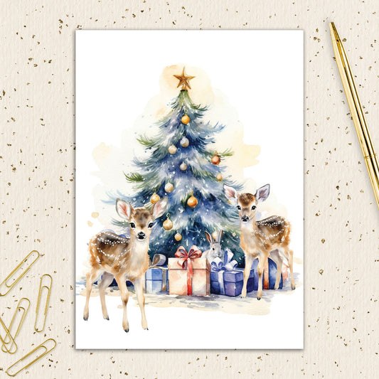 8564-IOPEOX1027WC | XM/Deer Around Tree