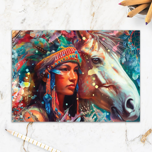 564-IOPI0586L | BD/Splatter Woman And Horse