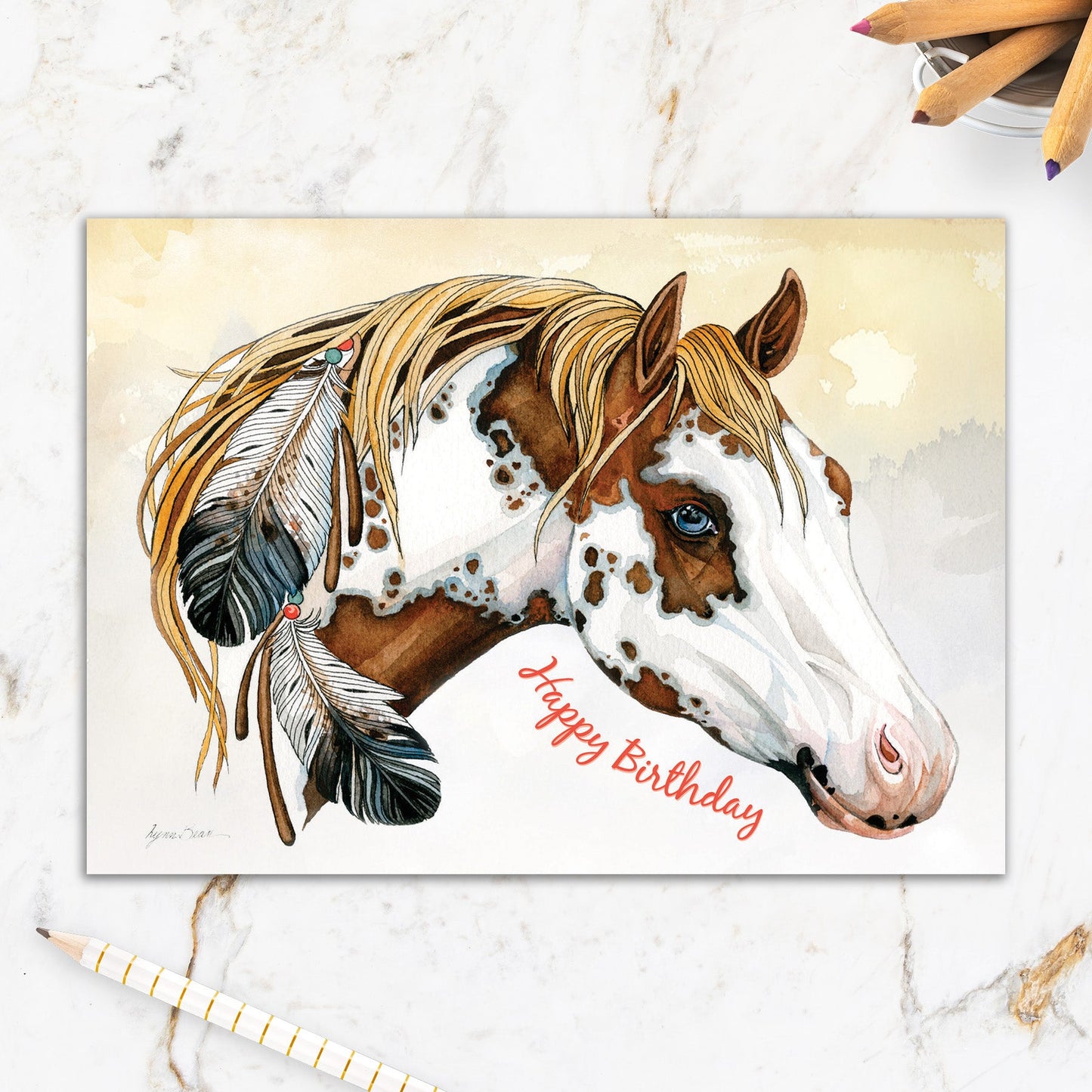 564-IOPI0596L | BD/Horse Head With Feathers