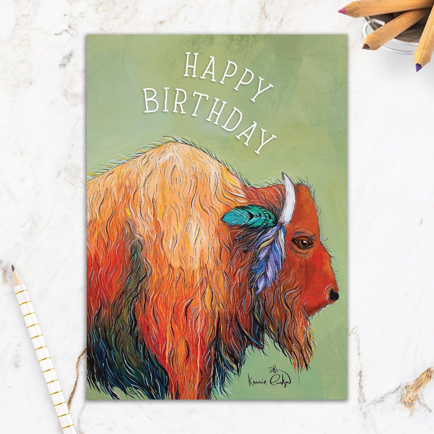 564-IOPI0619L | BD/Buffalo On Green Background