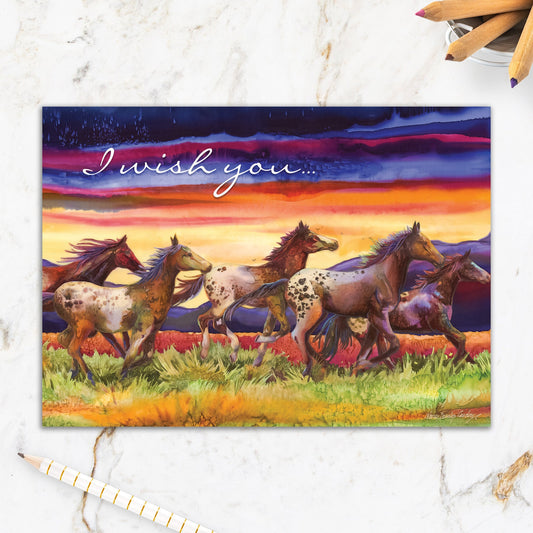 564-IOPI0643L | BD/Sunset Horses Running