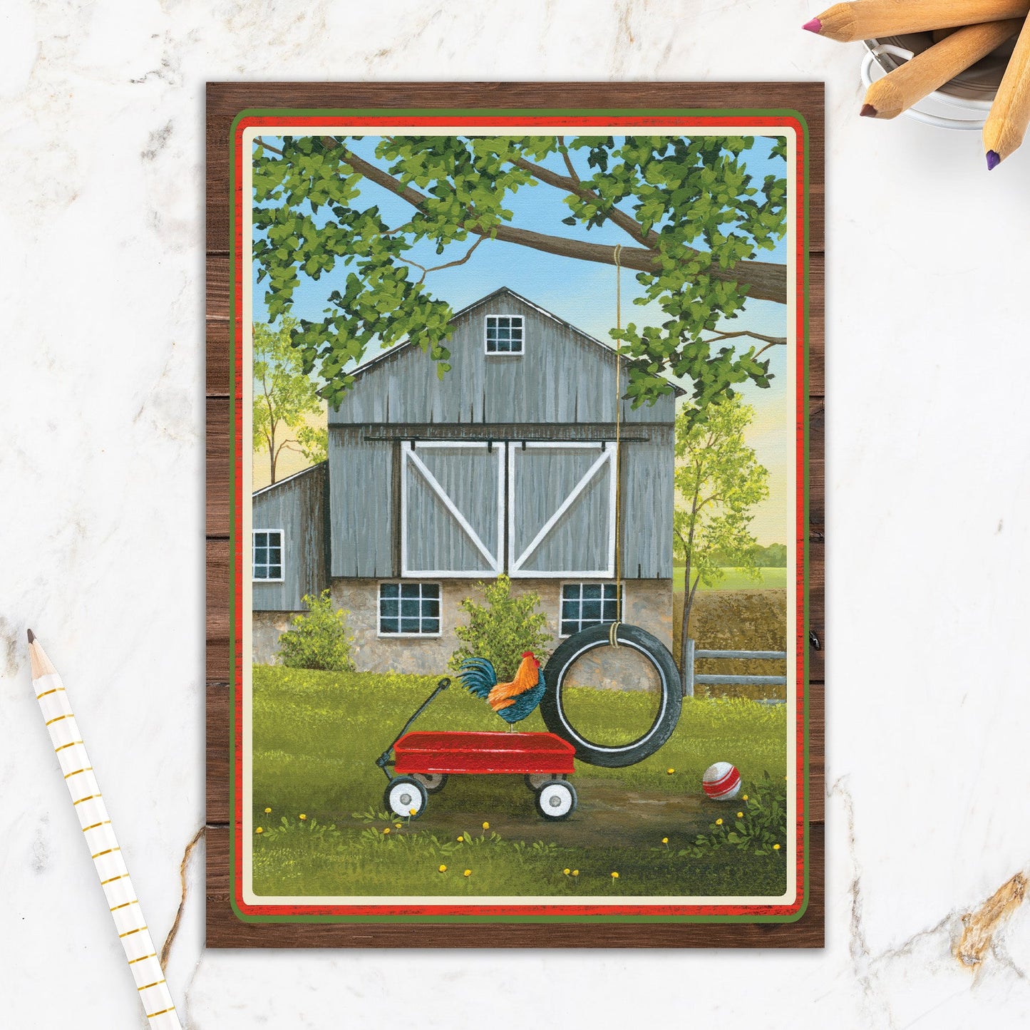 564-IOPW0352S |BL/Chicken on Wagon