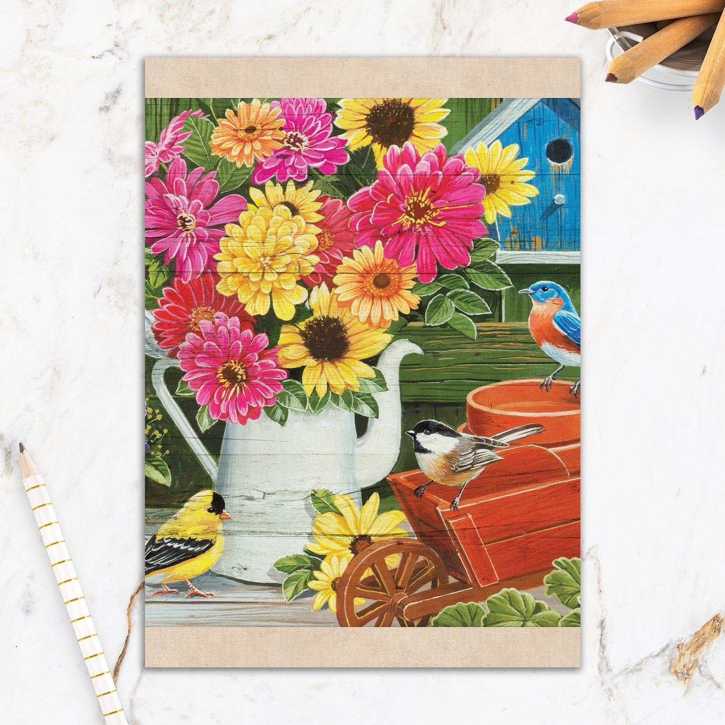 564-IOPW0369L | BL/Feathered Friends Vase