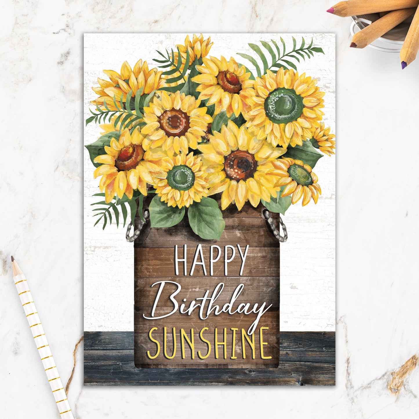 564-IOPW0426WC | BD/Rustic Sunflower Vase