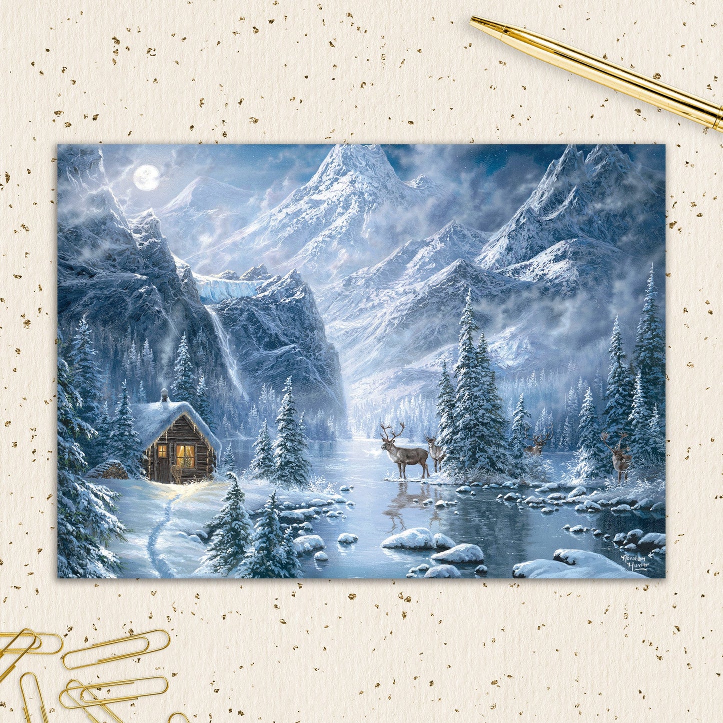 8564-IOPWOX0800S | XM/Moonlit Snowy Cabin