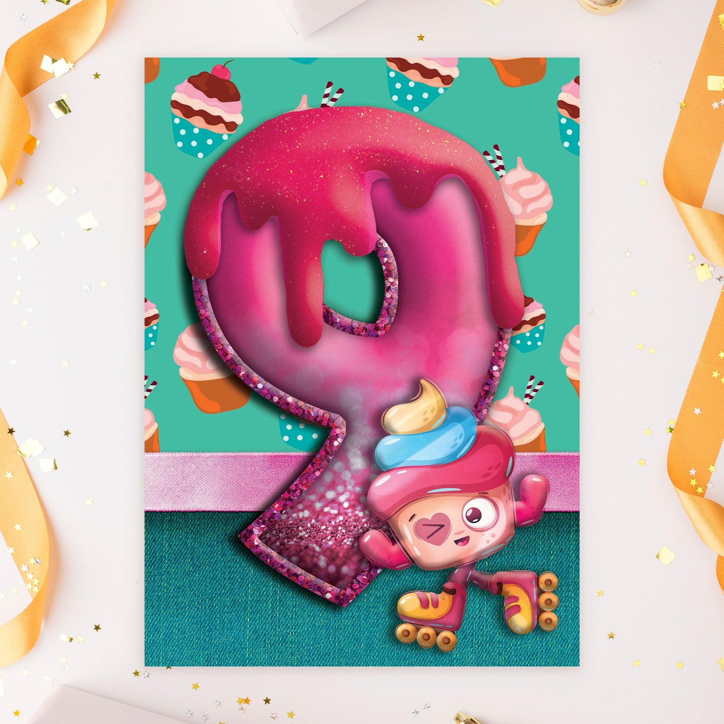 363-MLST0009C | ABD9/Pink Cupcake With 9