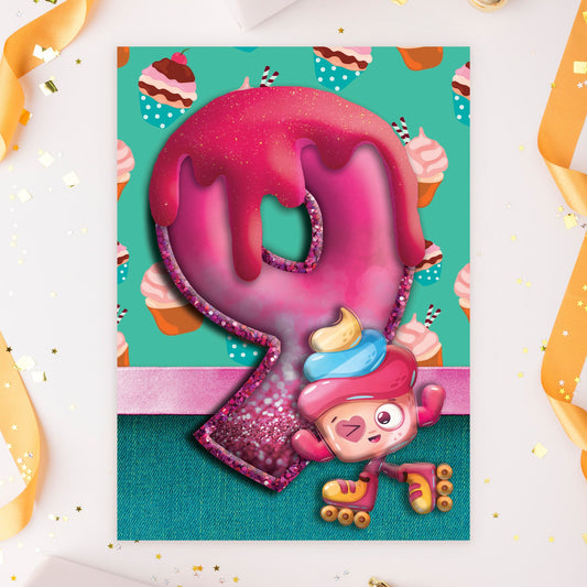 363-MLST0009C | ABD9/Pink Cupcake With 9