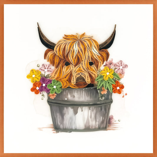 644-QUILL0140 | BL/Highland Cow Bucket