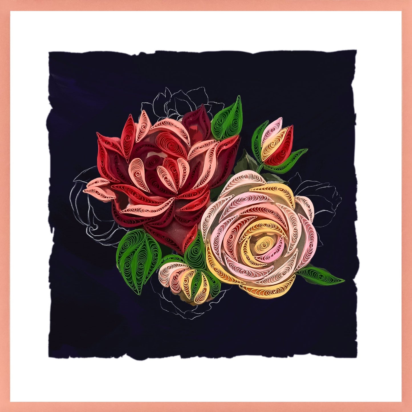 644-QUILL0189 | BL/Painted Roses