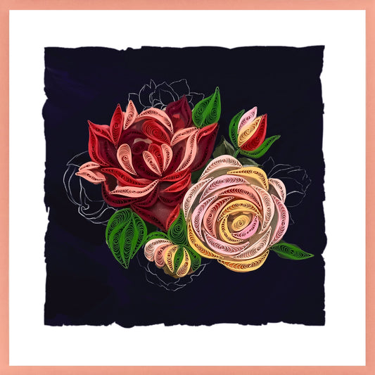 644-QUILL0189 | BL/Painted Roses