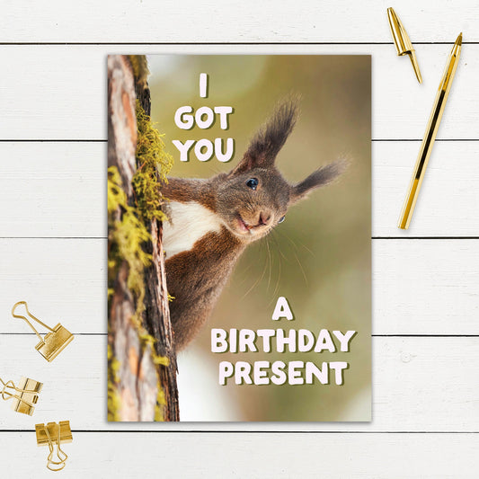 564-SIOPE0933C | BD/Birthday Present Squirrel